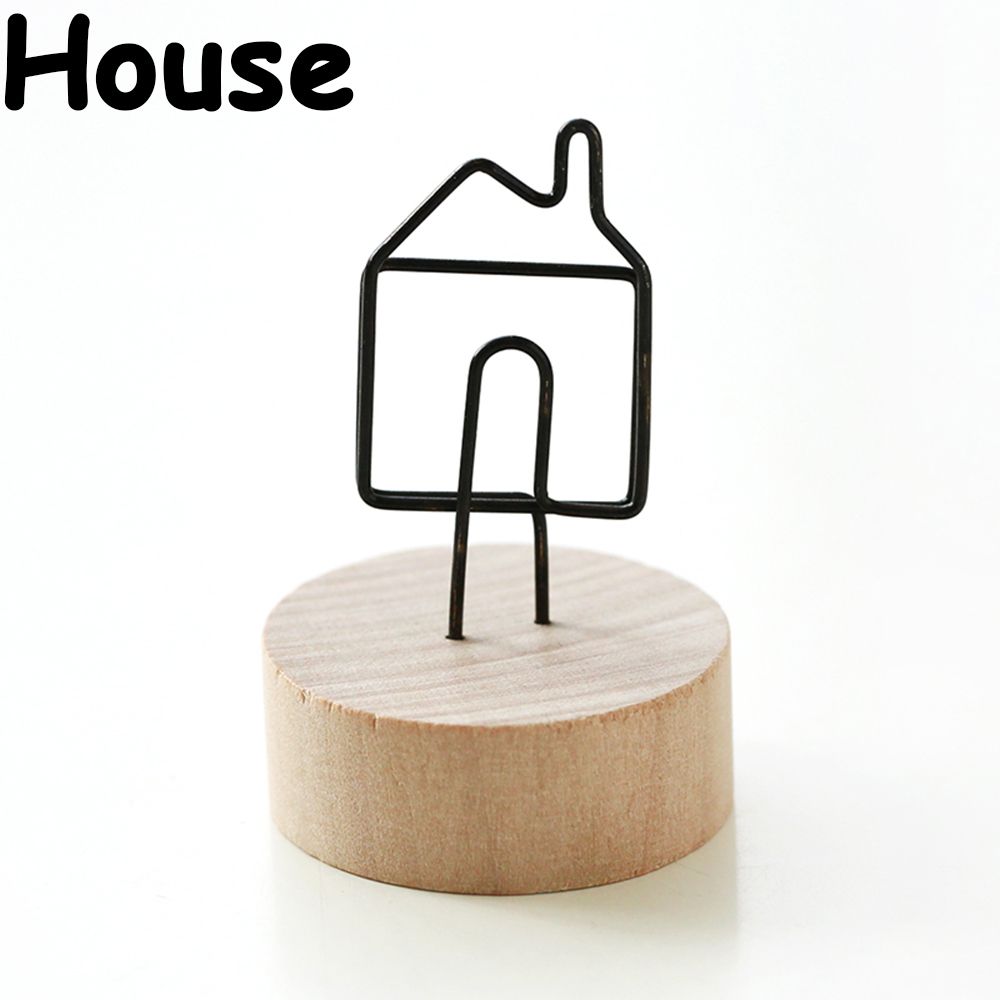 Soporte colgante de madera para tarjetas y notas, Base para fotos, Clip para notas, artículo, marco de fotos, mesa, suministros de oficina,: house