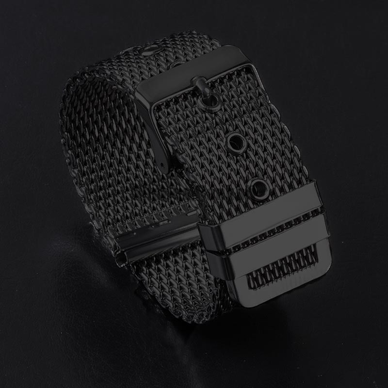18mm 20mm 22mm 24mm Metal Watch Strap 1.0 Mesh Milanese Stainless Steel Bracelet for Men Women Universal Loop Watch Band: Black Yellow / 24mm