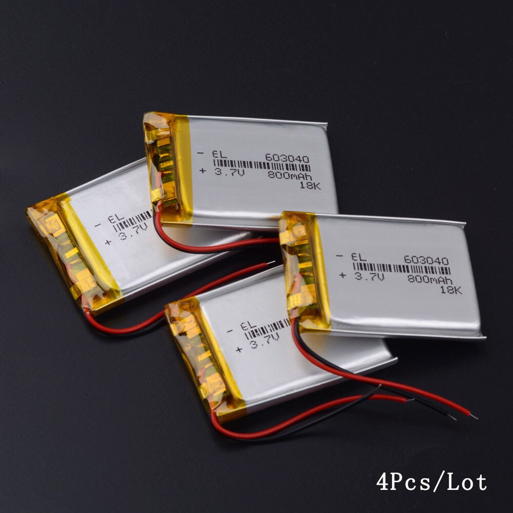 3,7 V 800mAh 603040 Li-Ion Lipo Batterie Lithium-Polymer Li-Po li ionen Batterie baby monitor Bluedio kopfhörer laterne: 4PCS