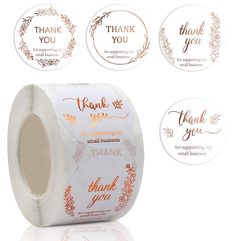 50pcs Gold Foil Thank You Cards Birthday Party Baby Shower Wedding Packing Decoration Cards Label Stickers: Sticker