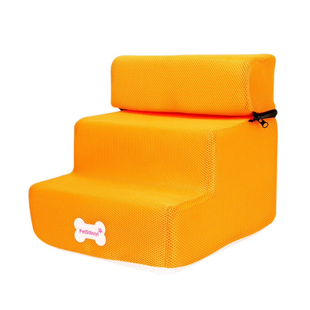 Breathable Mesh Foldable Pet Stairs Detachable Pet Bed Cat Dog Ramp 3 Steps Dog Supplies Dog Stairs Steps: Orange 