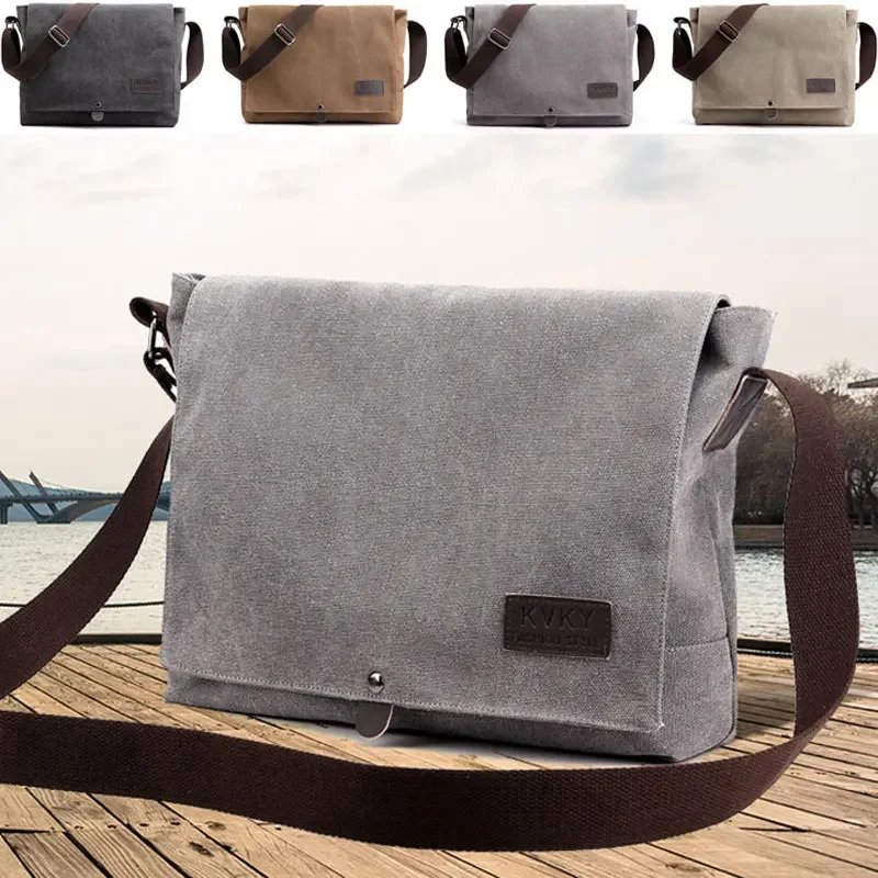 Men Canvas Crossbody Shoulder Messenger Bags Man Cross Body Bag Casual Solid Multi Function Portable Male Bag