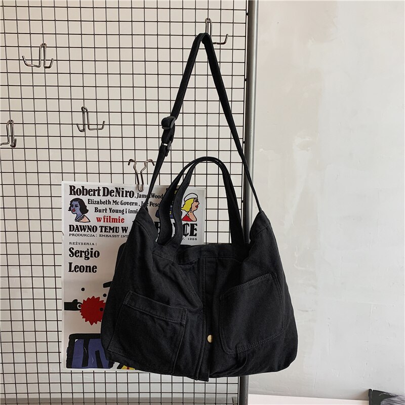 Women Bag Shoulder Bag Messenger Bag Teenager Girls Women&#39;s Canvas Teenage Large Bag Teen Bag Purse Crossbody Handbag: black