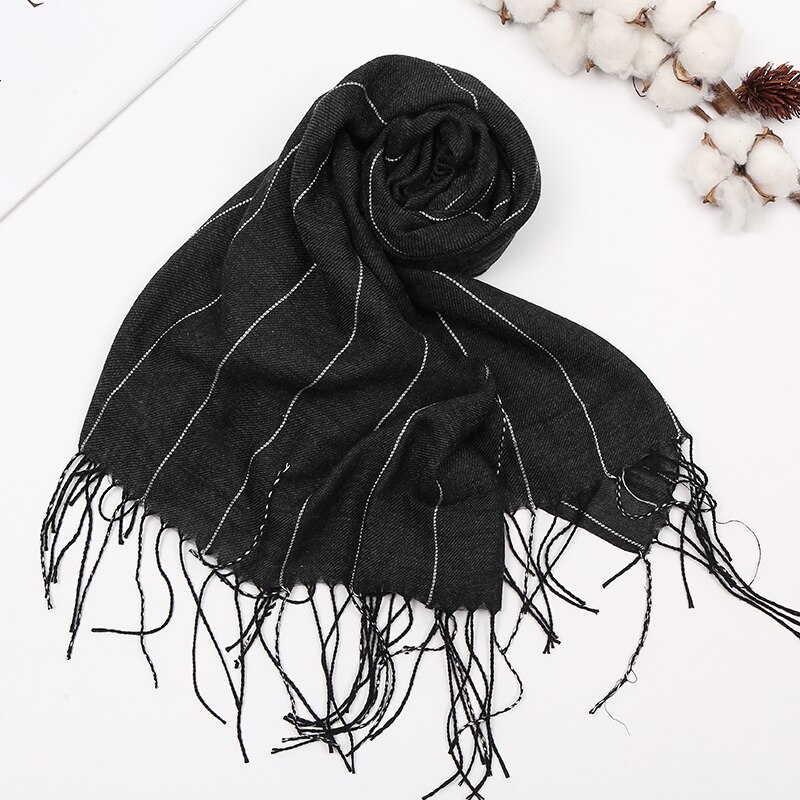Strippet bomuld kvast tørklæde sjaler kvinder vinter blød varm lang omslag tørklæde afslappet muslimsk hijab 10 stk / lot
