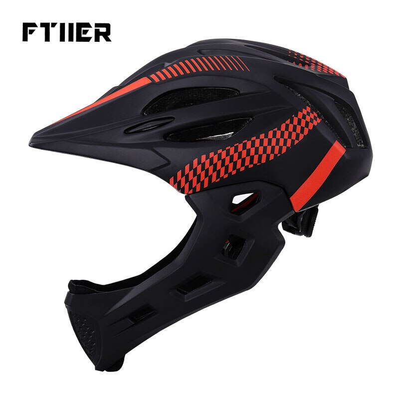 Casque de cyclisme pour enfants, intégral du visage, amovible, pour vtt, descente, équipement de sécurité: black red