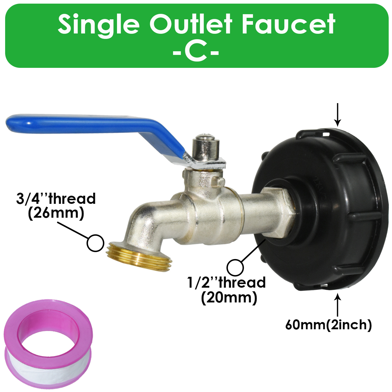 IBC Brass Tap Adapter Replacement S60 Water Tank 1/2'' Coupling Connecter Coarse Thread Garden Home Repair Valve Fitting Faucet: WHITE