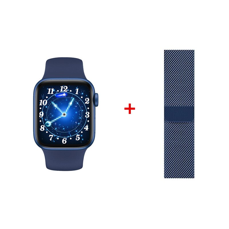 Original MD28 IWO 13 PRO Smart Uhr 1.75 “HD Bluetooth Anrufe Herz-Monitor-Sport Modi PK W46 W56 FK88 W26 + Smartwatch: blue add steel