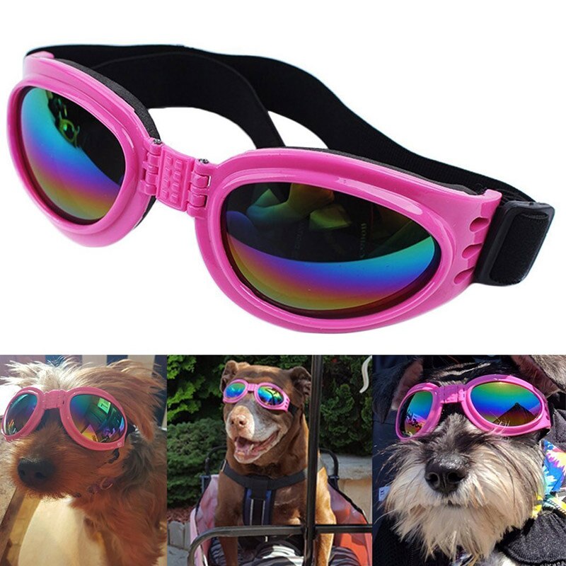 Gafas de sol plegables para perro, protección para los ojos para mascotas, gafas de sol a prueba de viento, protector solar, gafas polarizadas GHS99: Rosa