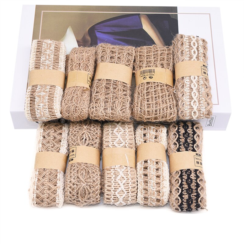 2m naturliga jute säckväv band vintage ihåliga band bröllopsfestival dekoration gör-det-själv hantverk inslagning leveranser