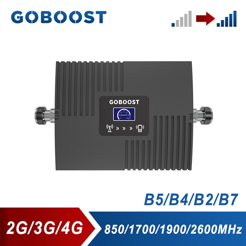 GOBOOST Signal Booster 2G 3G 4G Cellular Amplifier 850 LTE 1700 1900 2600 MHz Mobile Phone Network Repeater