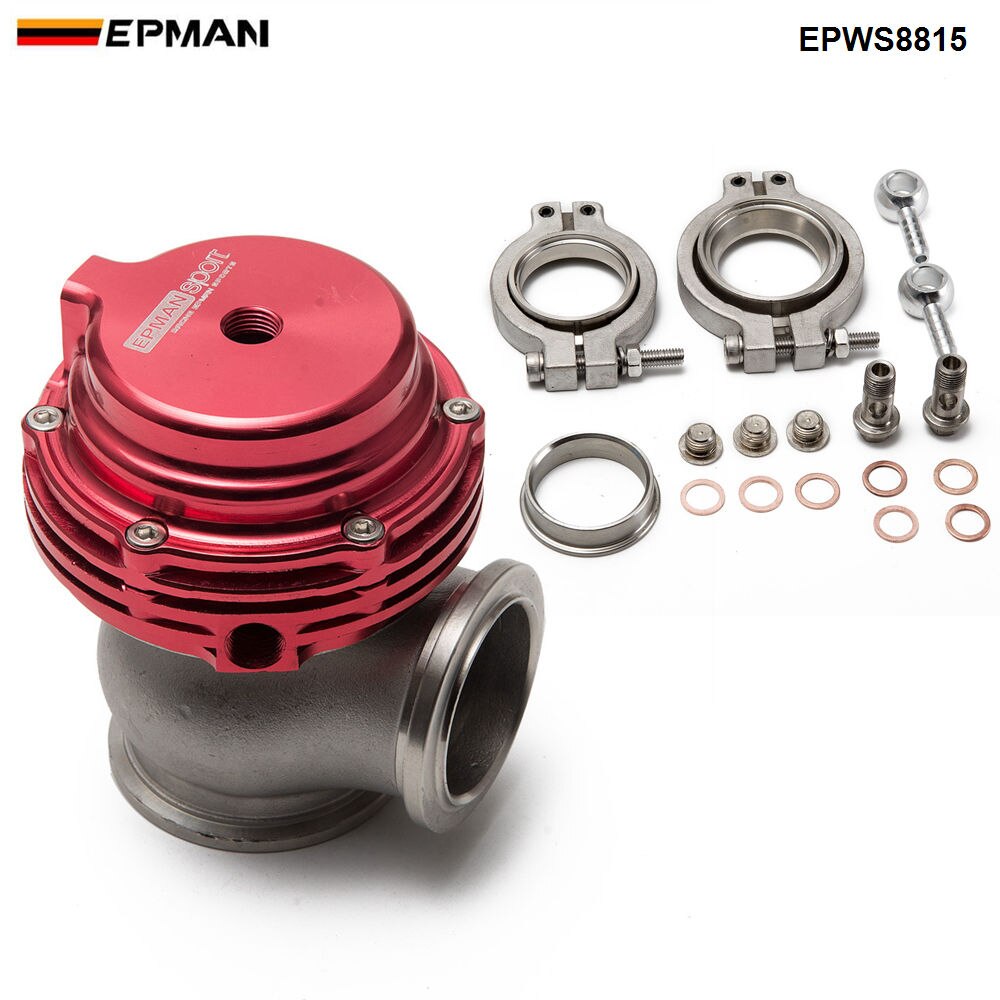 EPMAN MVS 38mm Wastegate Aluminum Top Steel V-band Gold External Waste Gate For Supercharge Turbo Manifold 14PSI EPWS8815: Red