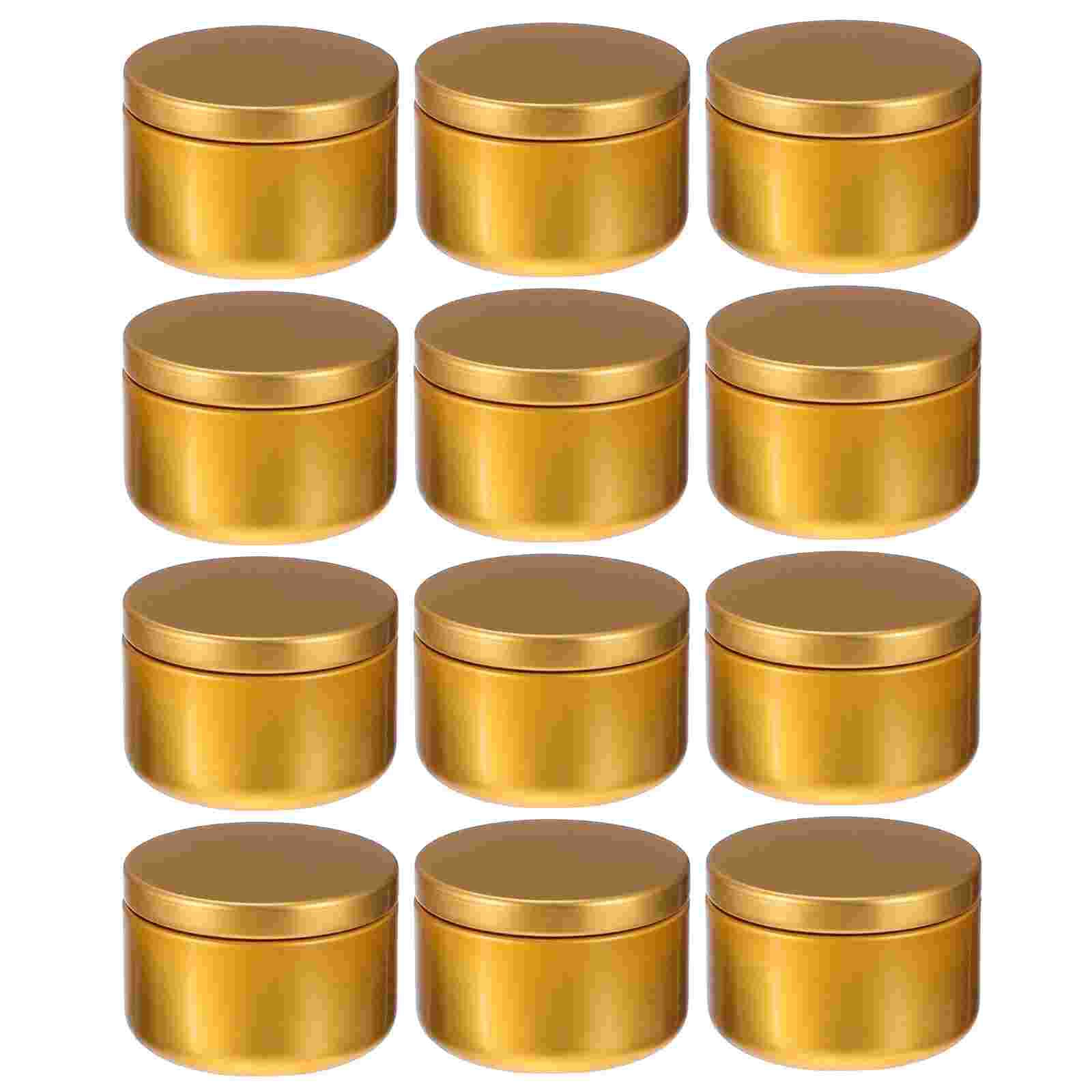 12PCS Candle Tin Travel Tins Round Metal Tins Candle Containers Candle Jars 50ml: Golden 1