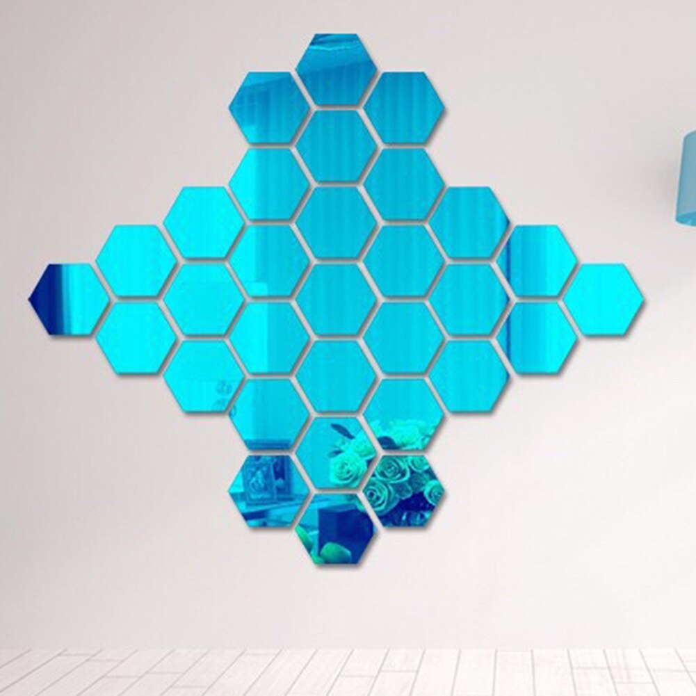 Spot 12 pièces hexagonales miroir Stickers muraux bricolage Art décoration de la maison salon artisanat QP2