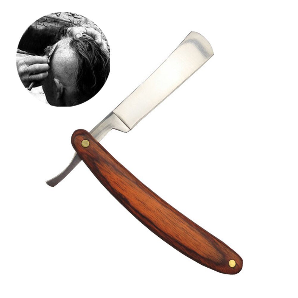 Rakning vika hårborttagning rak kant frisör rakkniv verktyg män rostfritt stål trähandtag vintage gammal stil