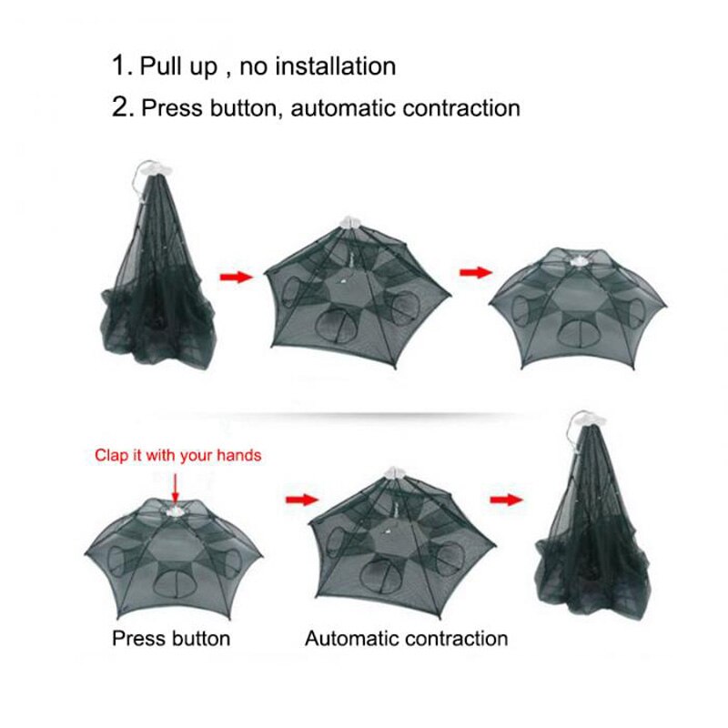 Versterken 4-20 Gaten Automatische Visnet Nylon Opvouwbare Vangen Vis Val Voor Vissen Garnalen Minnows Krab Cast Mesh visnet