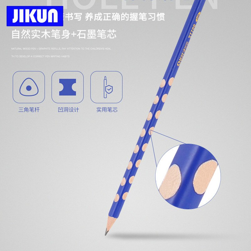 JIKUN 12pcs Triangle Correct Grip Pencil Anti-myopia Pens Handwriting Posture Correction Pencils HB