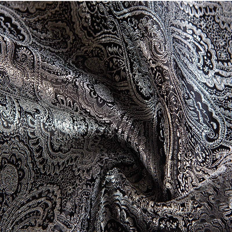 Frankrijk Geïmporteerde Zwarte Jacquard Tapestry Satin 3D Jacquard Brokaat Stof Voor Jurk Kussenhoes Gordijn Patchwork 114Cm Breedte