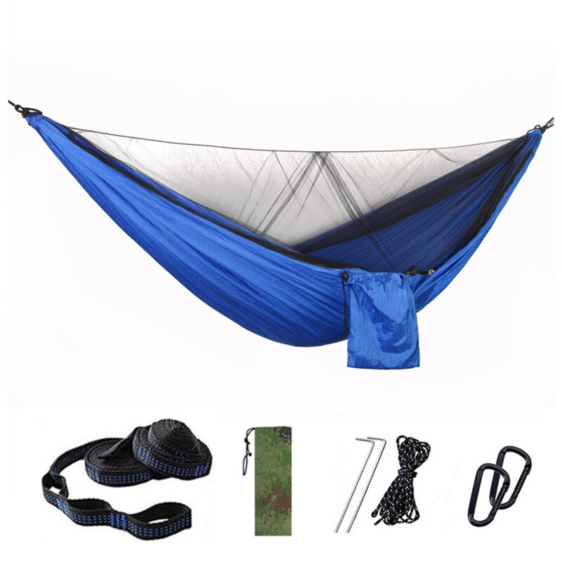 Hamac Anti-moustique à ouverture rapide automatique, 290x140cm, hamac simple Double avec moustiquaire, hamac de loisirs d&#39;extérieur: Blue