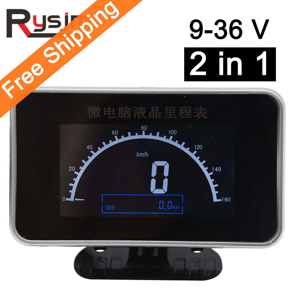 12v / 24v Car Truck Speedometer Speed Meter + Odometer Gauge Universal 2 IN 1 Functions Digital LCD instrument panel + Alarm