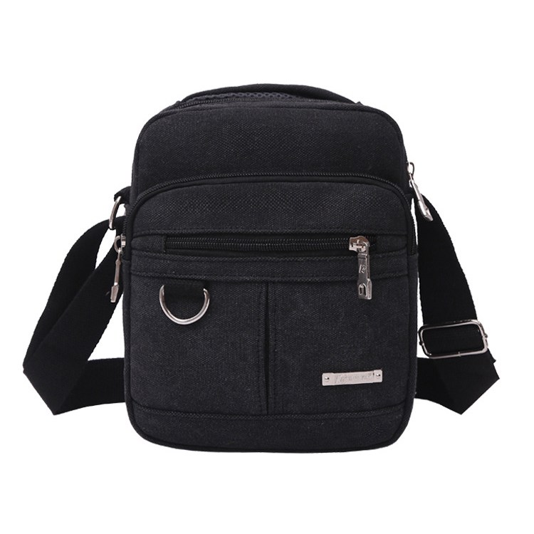 Canvas Handbag for Male Messenger Bag Casual Travel Bags Men Messenger Bags Clutches Men Shoulder Bag KL560: Black