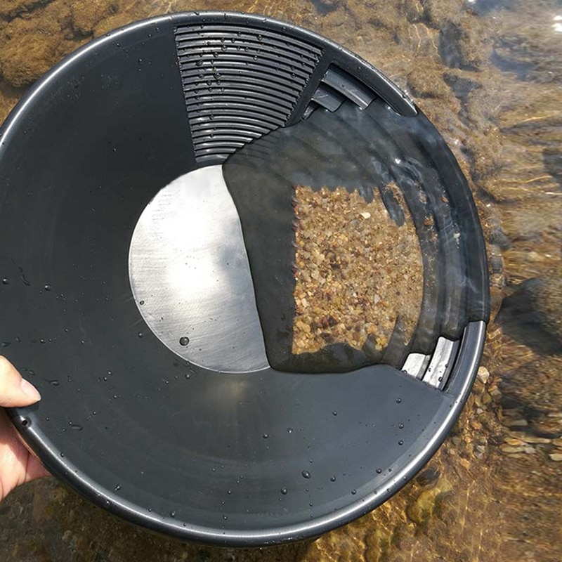 Svart plast guldpanna bassäng nugget gruvdrift muddring prospektering för sand guldbrytning manuell tvätt guldvaskning utrustning