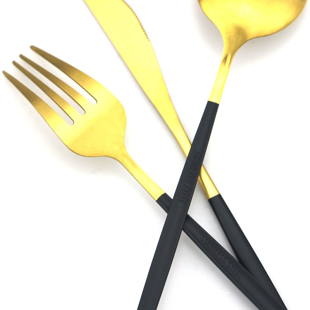 4Set/16Pcs Red Gold Dinnerware Cutlery Set Western Knives Fork Tea Spoon Dinner Tableware Stainless Steel Kitchen Silverware Set