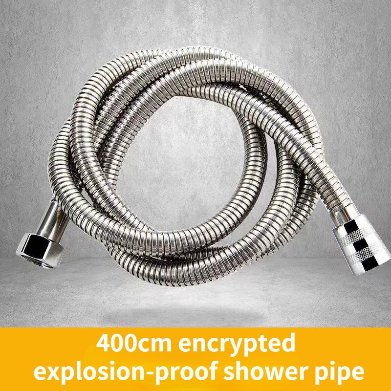 Stainless Steel Chrome Shower Hose Pipe Universal Standard Fitting Leakproof High Pressure Resistance Plumbing Bathroom: 400cm encryption