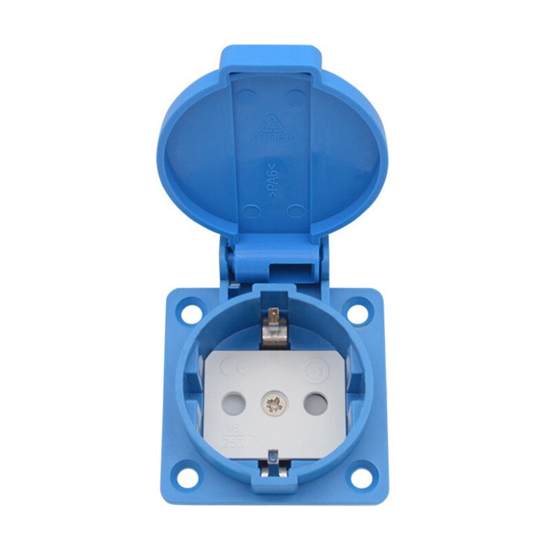 16A 250V Black/Blue Generator Control Panel Germany Waterproof Socket European Dust Socket For Home Desktop Connector Plug: Blue
