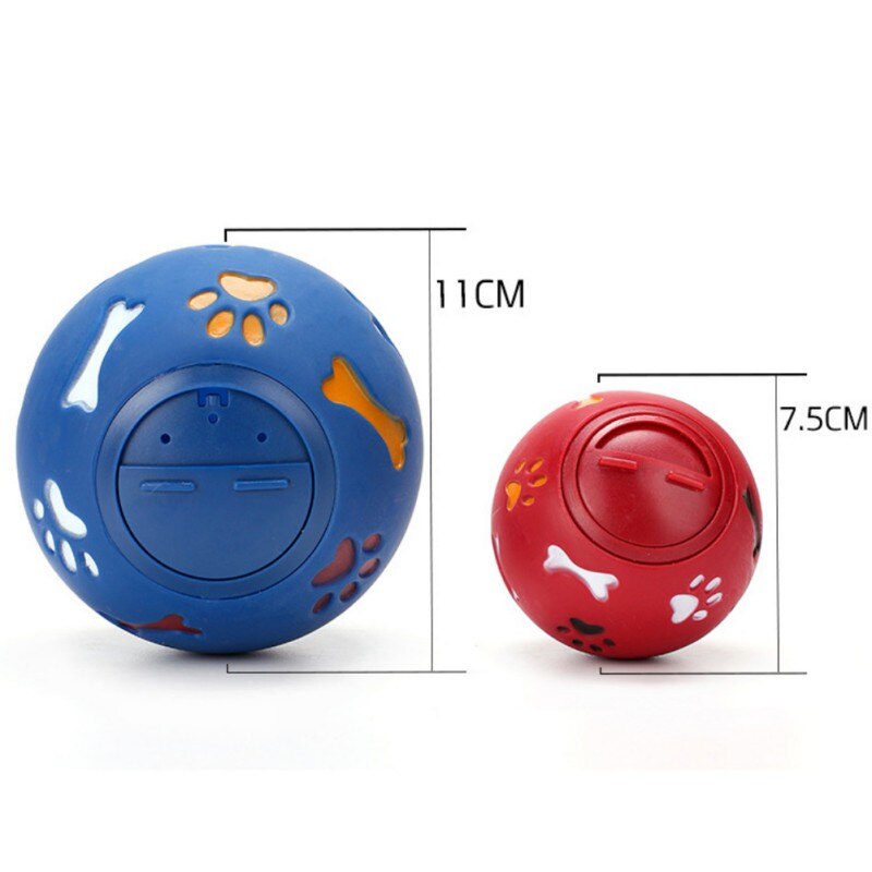 Lovely Dog Puppy Chew Toys Interactive Pet Dog Toys Rubber Ball Paw Bone Print Dog Treats Dispenser