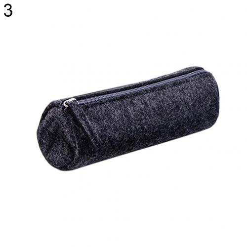 Bolsas de lápices redondas/planas con cremallera, estuche de bolígrafo de gran capacidad, soporte para bolígrafos para estudiantes, estuche de bolígrafo: Black Round