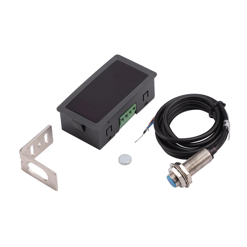 LED 4 Digital Tachometer RPM Speed Meter Red + NPN Hall Proximity Switch Sensor 10-9999RPM: Default Title