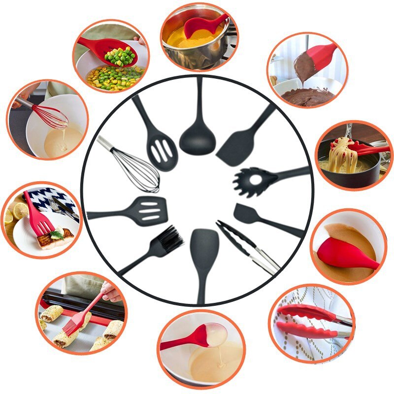 Keuken Siliconen Non-stick Koken Lepel Spatel Pollepel Ei Kloppers Gebruiksvoorwerpen Serviesje Koken Gereedschap Accessoires Benodigdheden