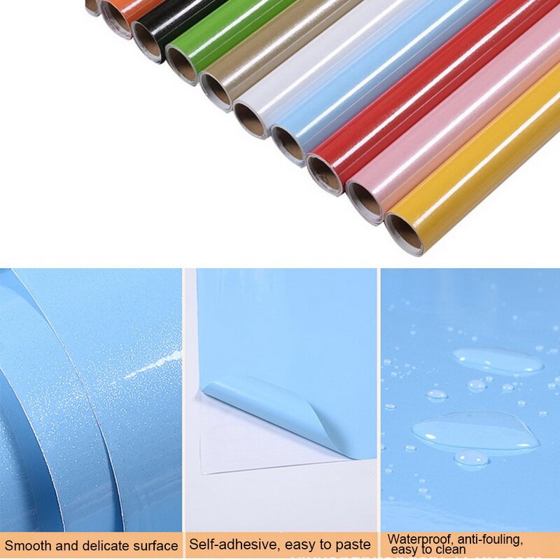 1M/rollen Weiß DIY Dekorative Film PVC Selbst Klebe Tapete Möbel Renovierung Aufkleber Küche Schrank Wasserdichte Tapete