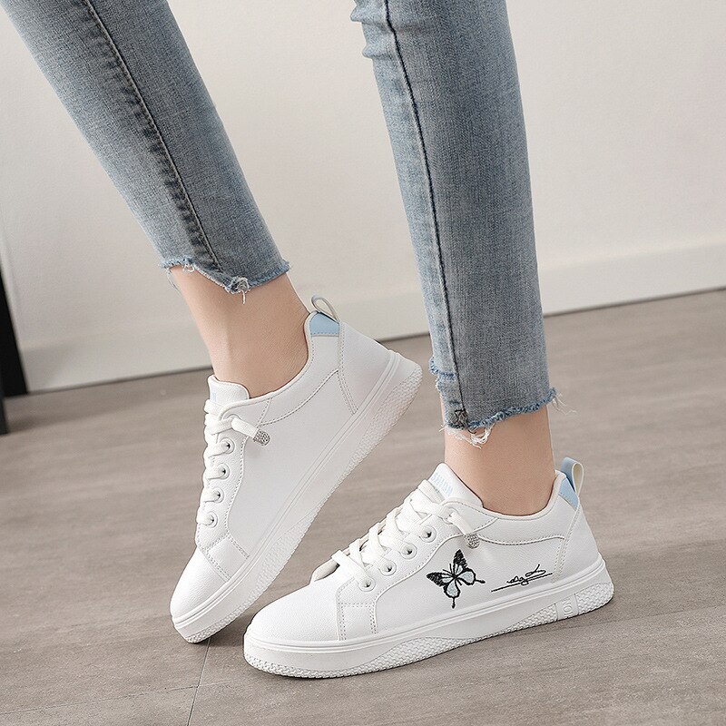 Blanc espadrilles décontractées chaussures plates femmes toile chaussures printemps automne à lacets fleur décontracté dames chaussures femme Tennis Feminino