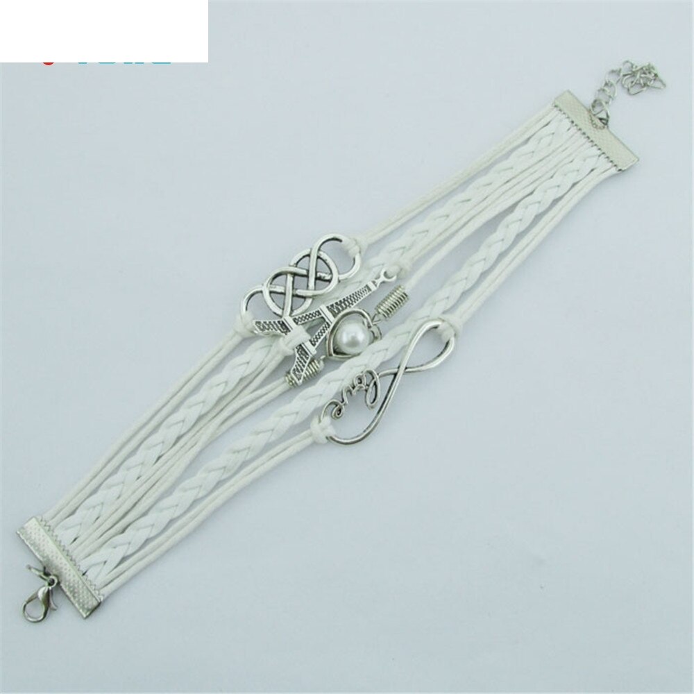 OTOKY 1pc Infinity LOVE Heart Eiffel Tower Friendship Leather Charm Bracelet For Mar28