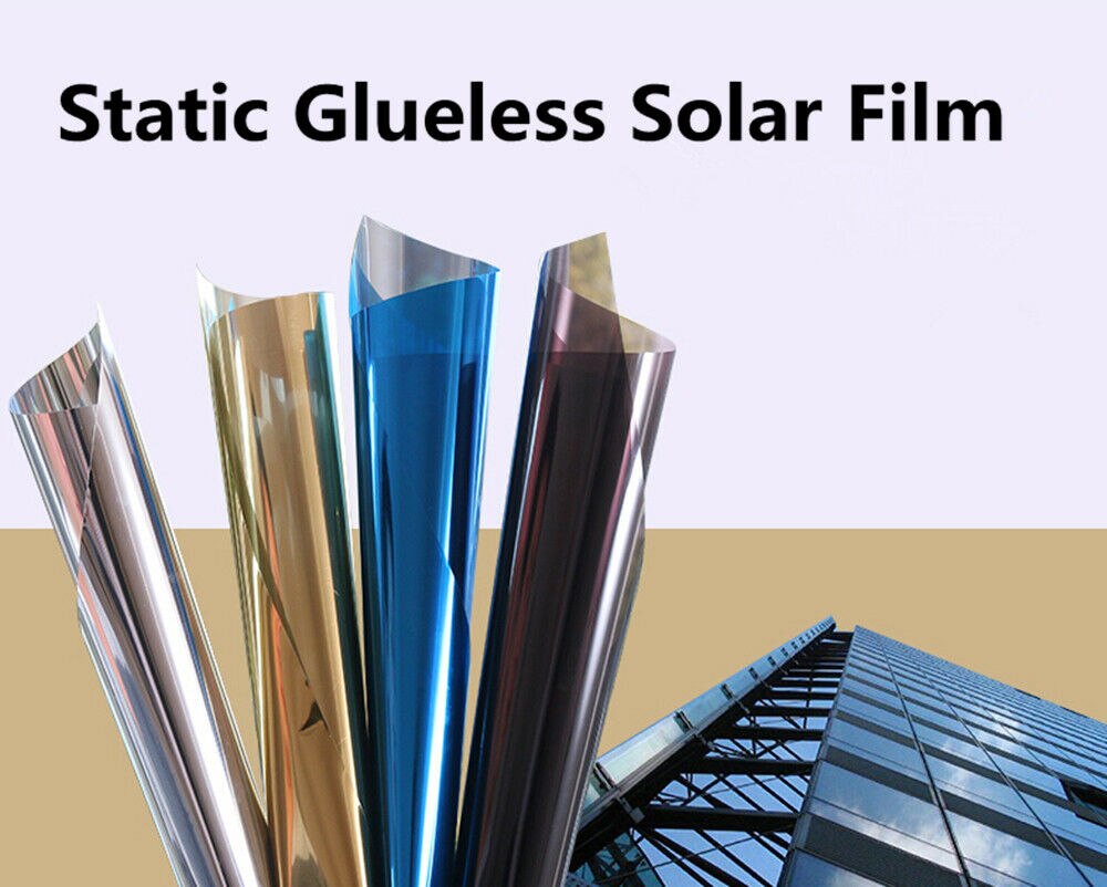 One Way Mirror SUNICE 100/200/300CMx50CM Mirror Glass Film Static Glueless Sticker Films UV+Insulation Summer Solar Film