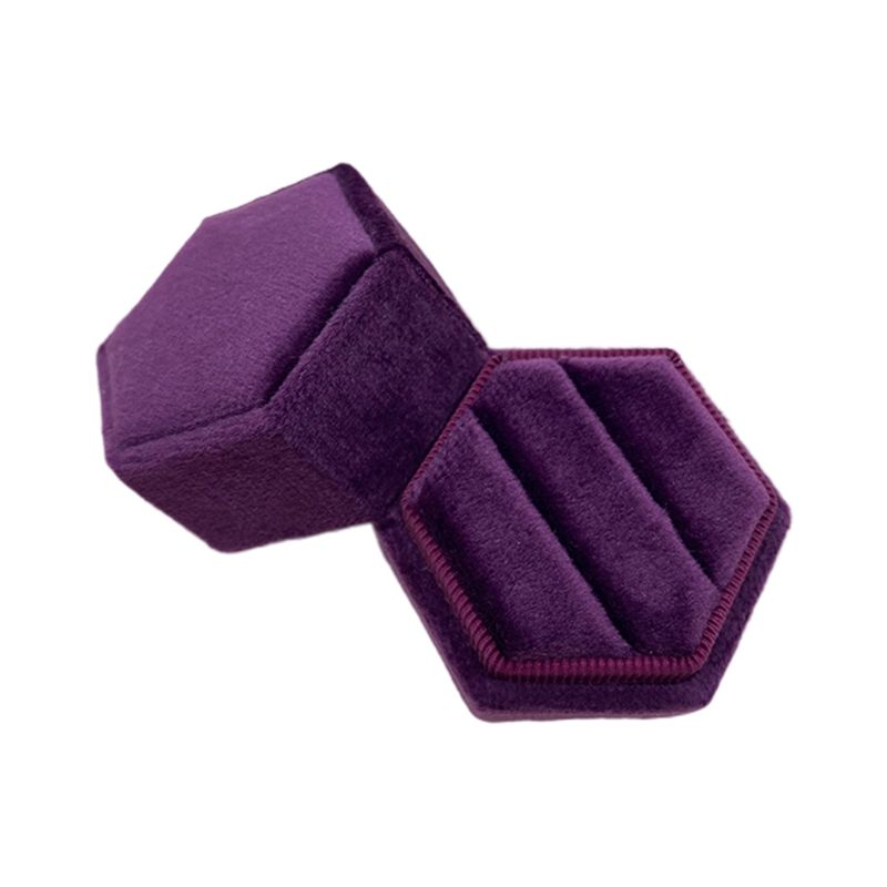Hexagon Samt Ring Box Doppel Ring Display Halter mit Abnehmbaren Deckel Ring Box Halter für Hochzeit Zeremonie: 8YY801480-7
