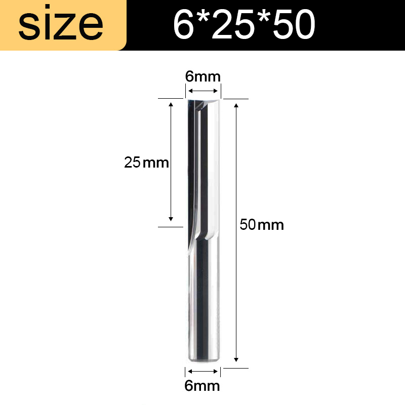 Vsharp carbure de tungstène 3.175 4 6 8 10mm tige 2 cannelures fraise en bout droit CNC fraise bois dur MDF gravure routeur peu: 6mm