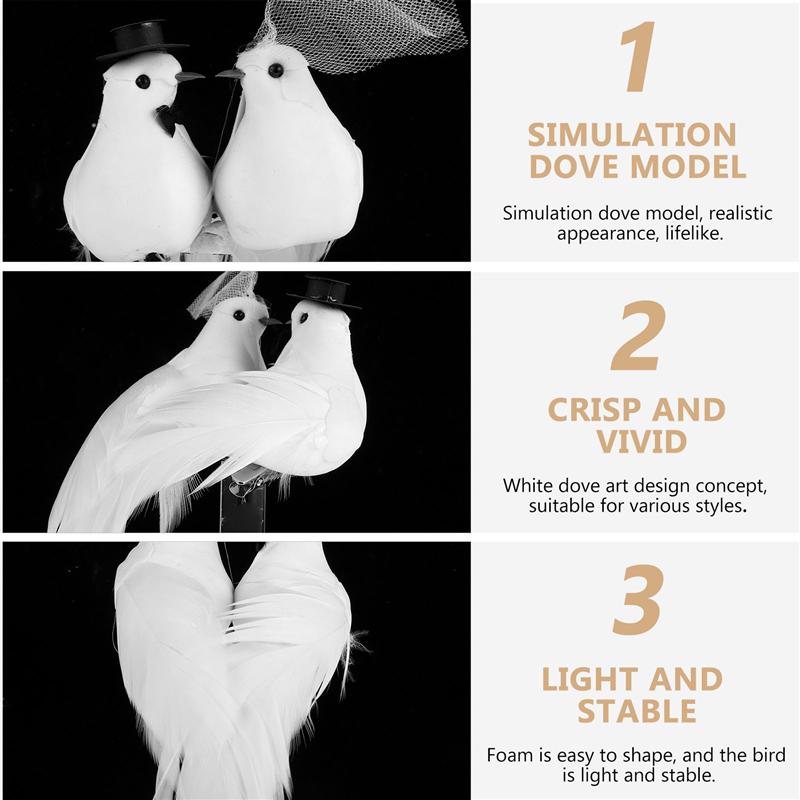 1 Paar Creatieve Dove Modellen Schattige Foto Props Schattige Duiven Decors Voor Fotografie Thuis Bruiloft