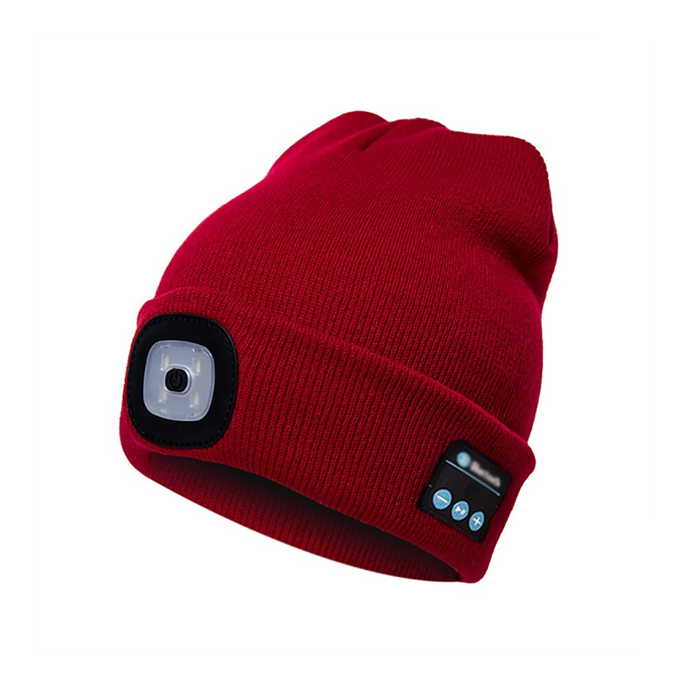 Berretto Bluetooth con sciarpa berretto in maglia ricaricabile Bluetooth con cappello a mani libere senza fili regalo di natale per uomo e donna: Red wine opp