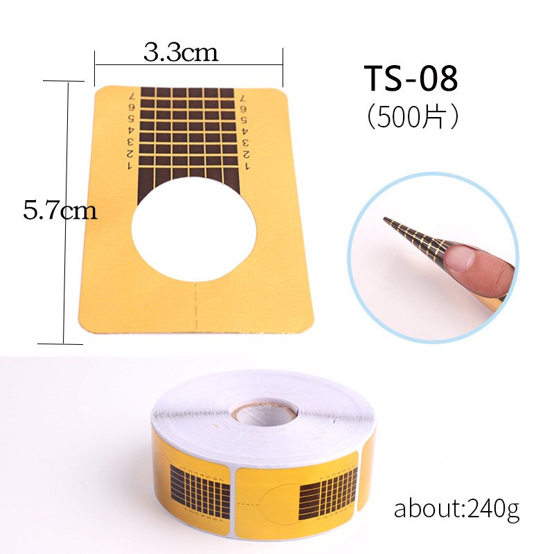 500pcs Top Tips Nail Extension Forms Nail Forms French Curve Sticker UV Gel Building Self-Adhesive: TS-08