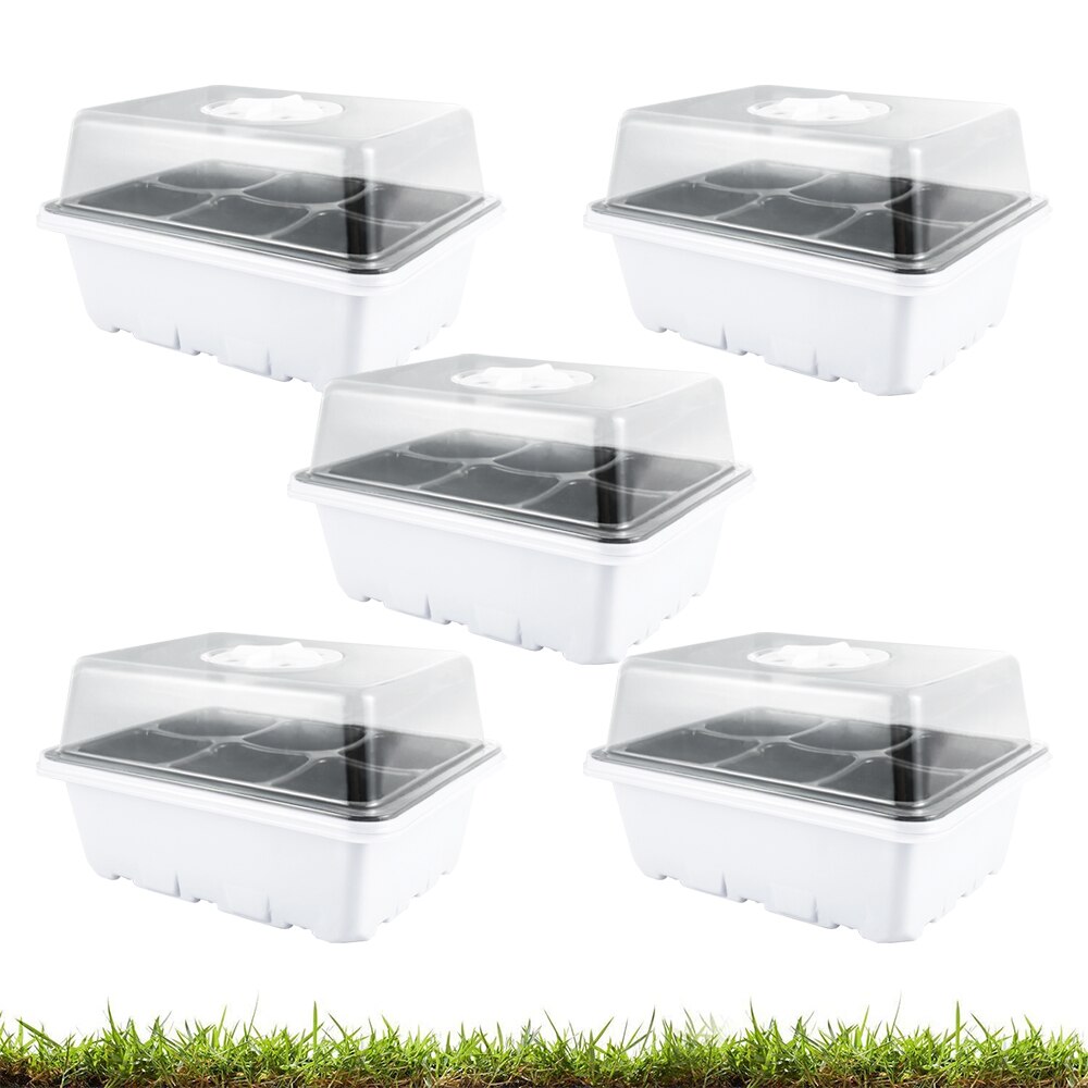 5PCS Breathable Nursery Box Cells Seedling Starter Trays Nursery Pots Seed Tray Humidity Adjustable Switch Grow Box Per Pots: 5PCS 6 Holes