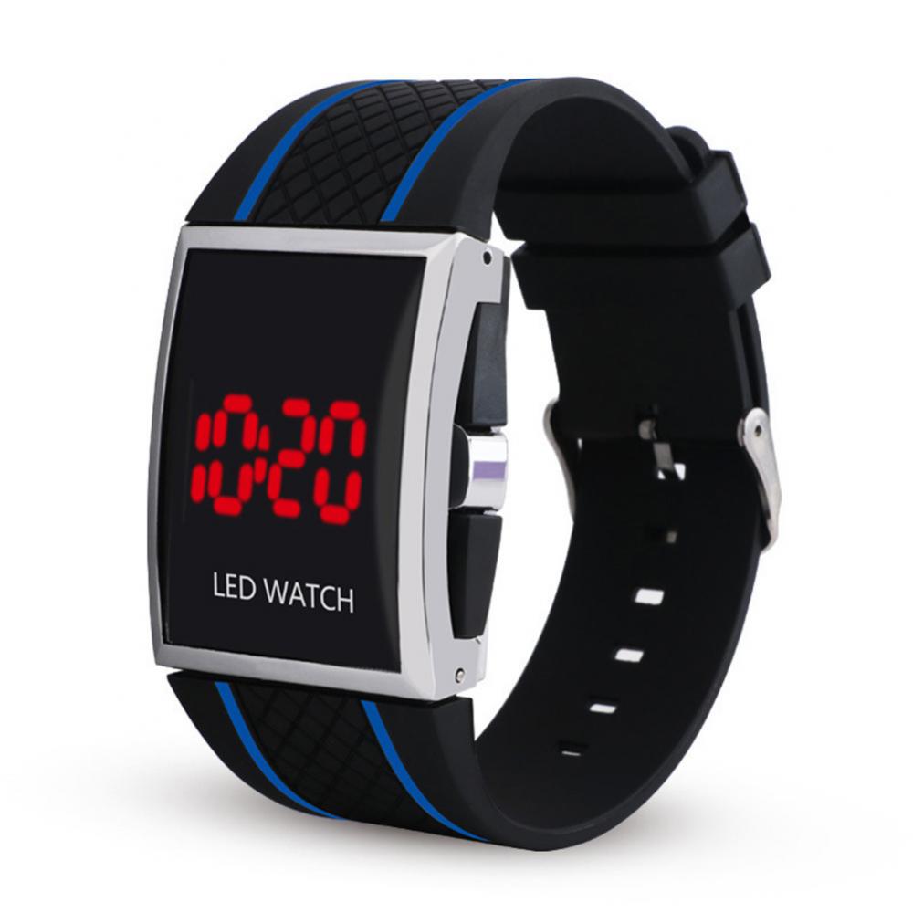 Montre-bracelet électronique LED pour hommes, , Aviation, pilote, compteur de vitesse, sport, voiture, cadran numérique, horloges: Black  Blue