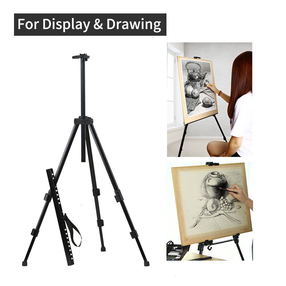 Artists Easel Stand Metal Foldable Tripod Adjustable Height 20 Inches to 61 Inches with Bag Art Supplies for Floor/Table-Top