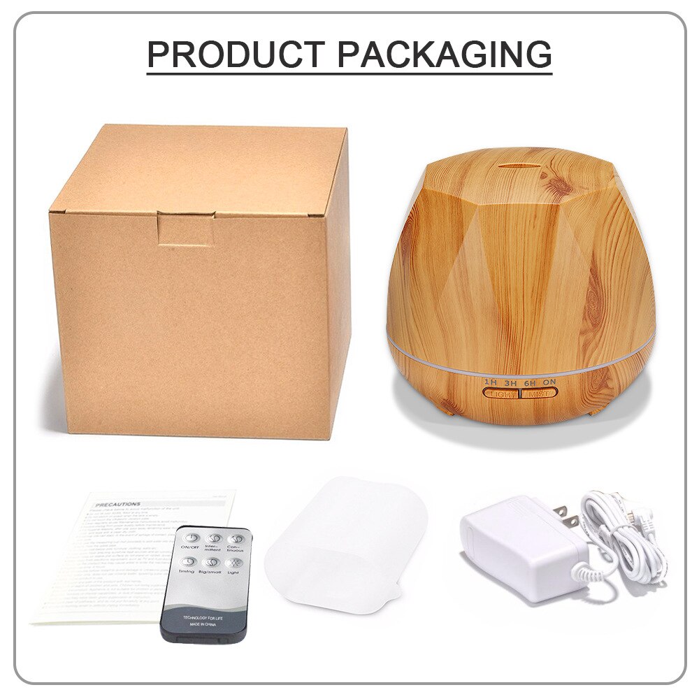 Aromatherapie olie diffuser afstandsbediening ultrasone lucht aroma luchtbevochtiger 550ml grote capaciteit elektrische vernevelaar hout luchtbevochtiger