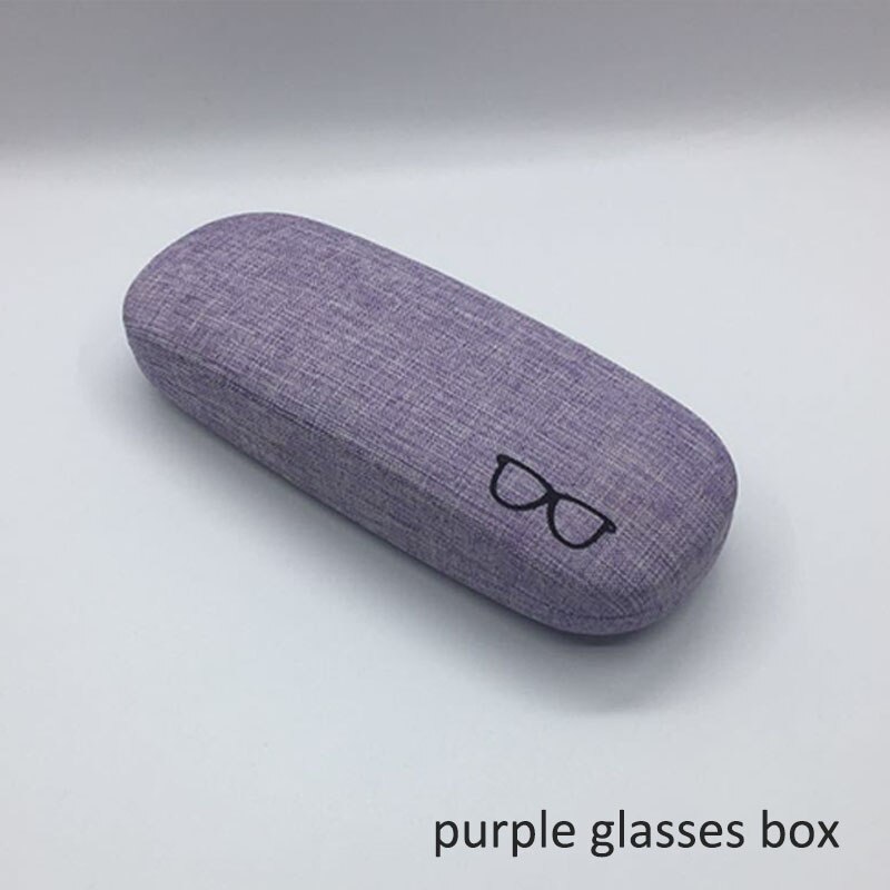 Frisse stijl brillenkoker leesbrillen accessoires draagbare zonnebrillendoos brillen beschermhoes harde brillenzak retro: Paarse glazen doos