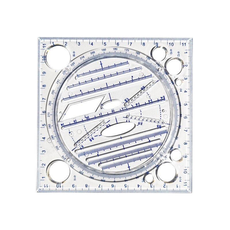 Plantilla de dibujo giratoria multifunción, regla de escala de medición de dibujo circular, geométrica, estéreo, artístico