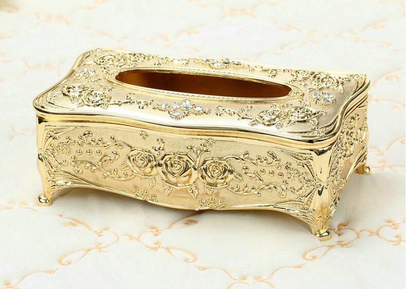 classic metal tissue box holder napkin box kleenex box kitchen tissue holder for table decorationZJH084: gold plated