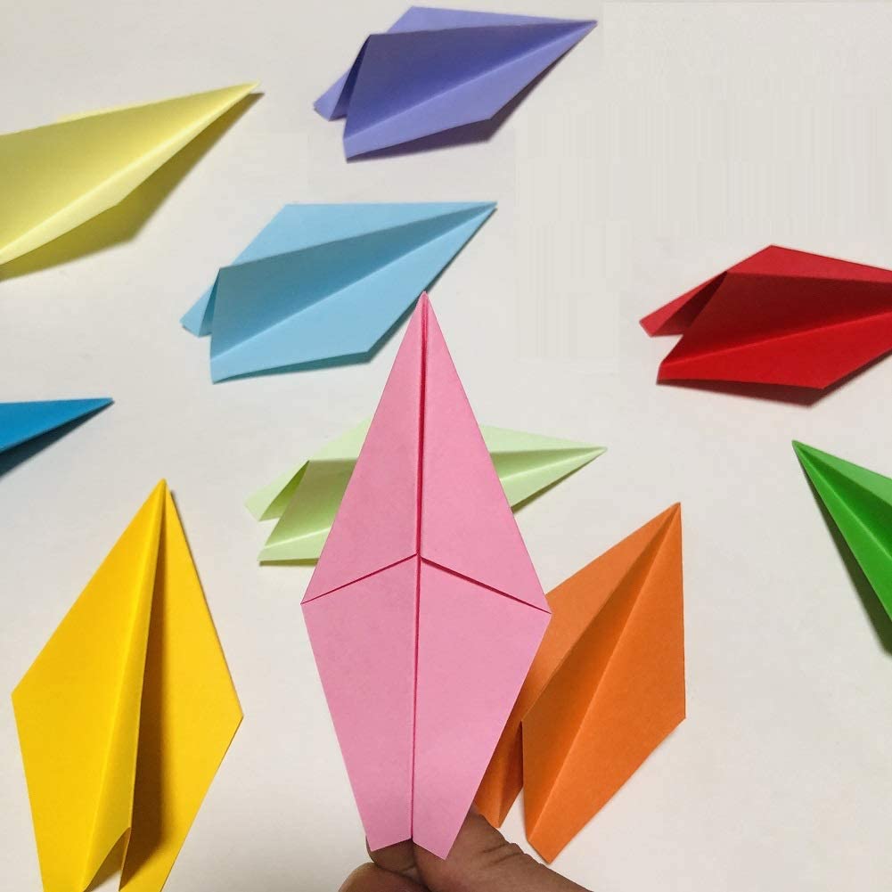 100Pcs Premade Rainbow Origami Paper Airplane Folded Origami Planes for Kids Party Supplies Plane Theme Birthday Baby Shower Par