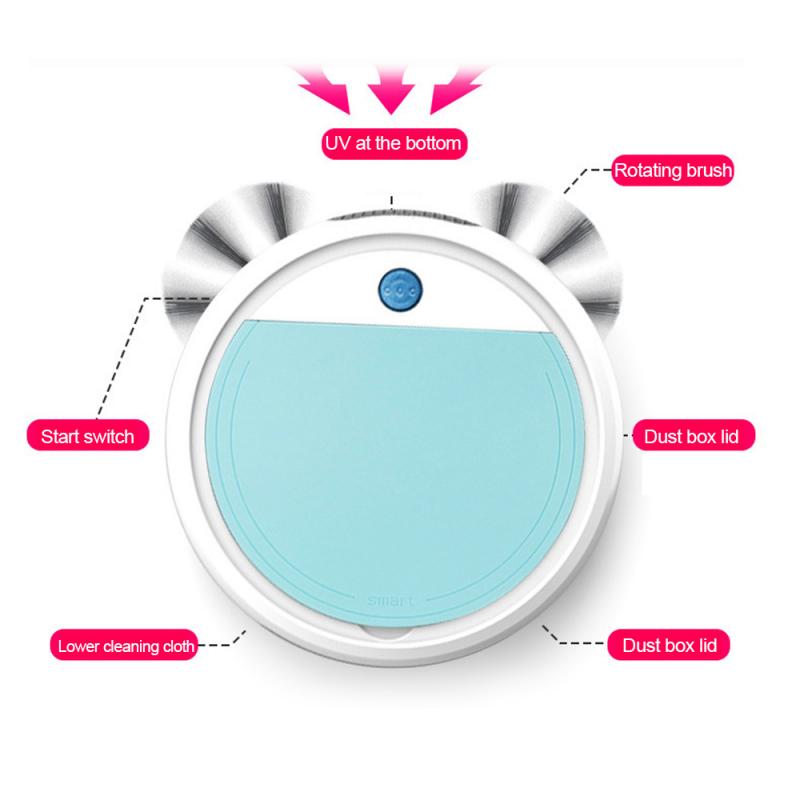 1PCS Full Automatic Mini Smart Sweeping Robot Vacuum Cleaner Floor Edge Dust Cleaning Tools Auto Suction Sweeper UV Disinfection